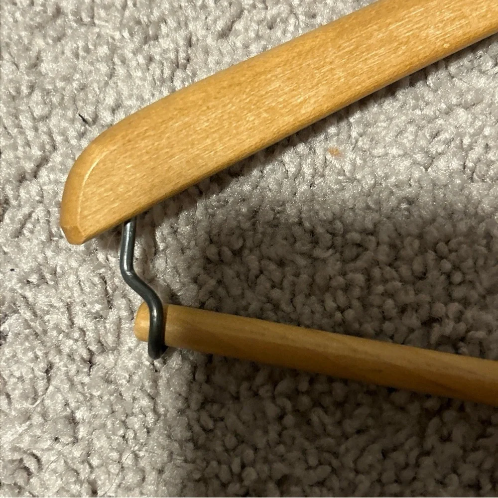 2 Vintage WISHBONE BATTS Wooden Suit Hangers Grand Rapids MI